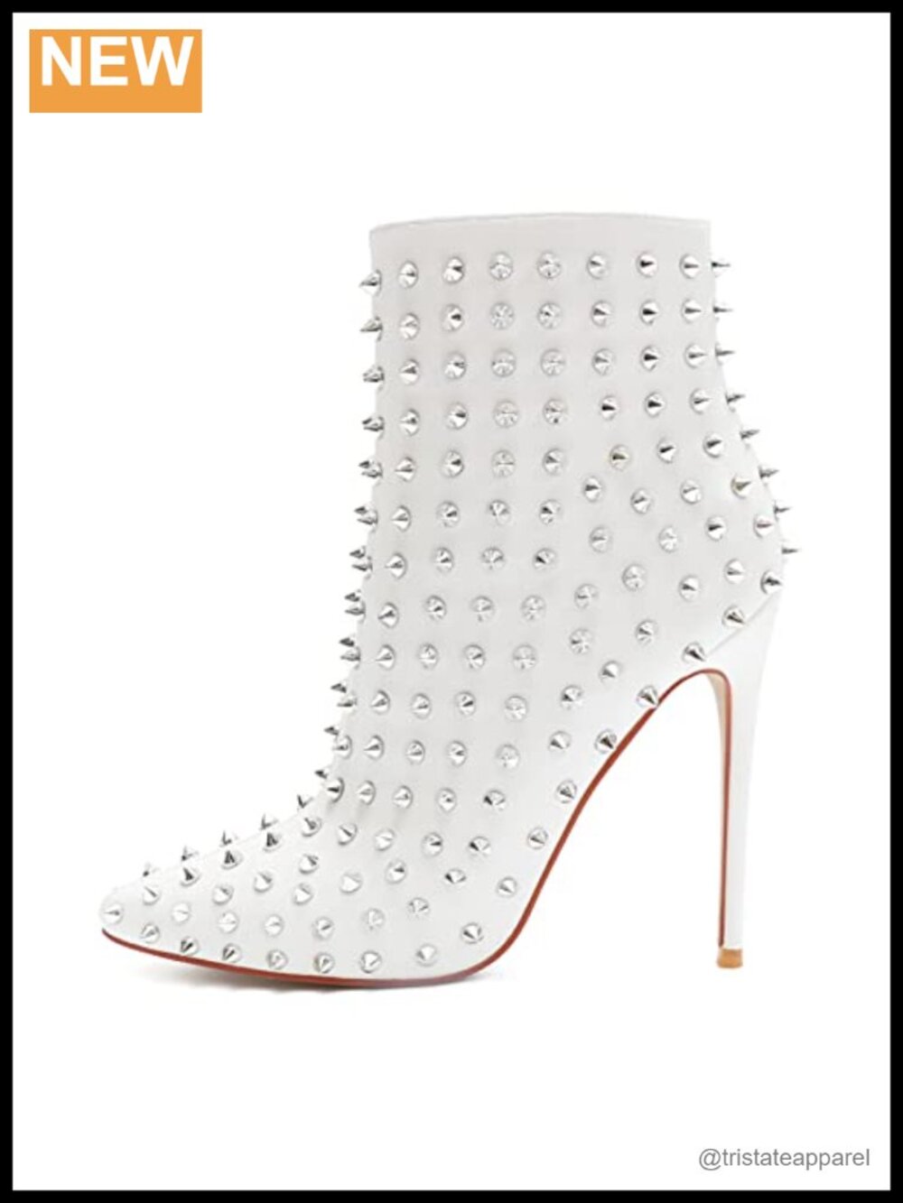 Women's Studded Pointed Toe Ankle Boots Stiletto Heel Faux Leather
